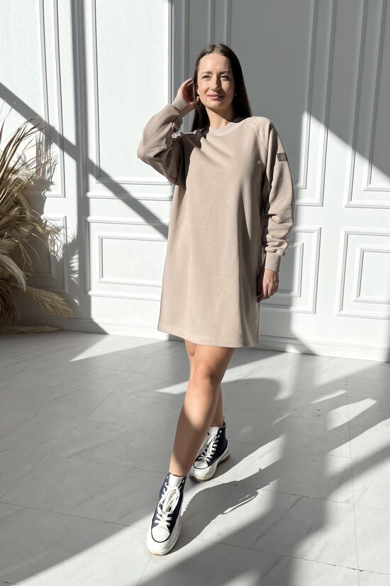Suknelė “RELAX” KREMINĖ ilgom rankovėm