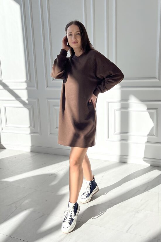 Suknelė “RELAX” RUDA ilgom rankovėm