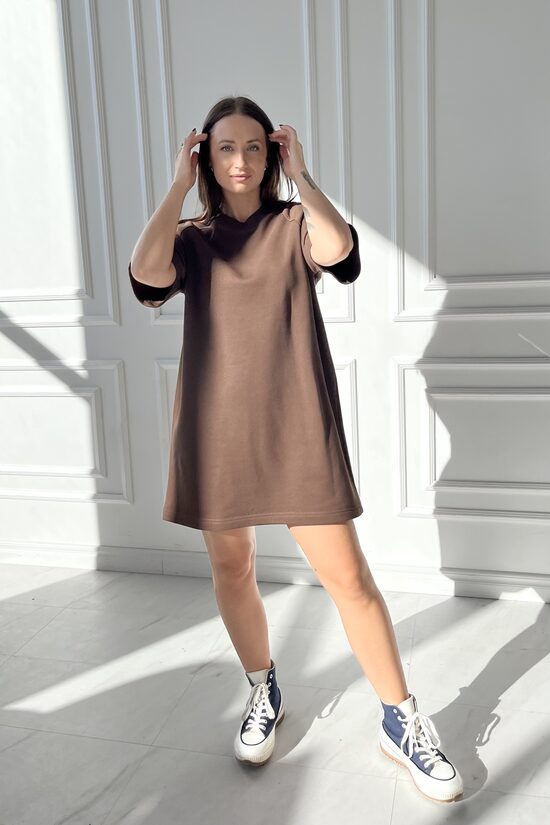 Suknelė "RELAX" RUDA trumpom rankovėm